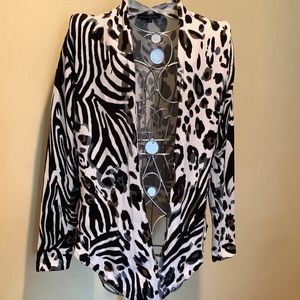 Open Front Zebra and Tiger Prints Cardigan Sweater Animal Print Mobwife Wild